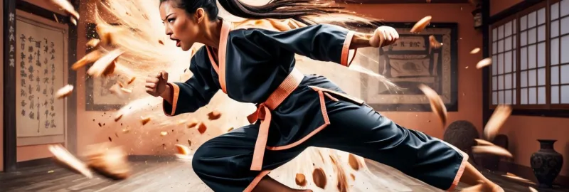 Peach Precision: A Martial Arts Maestro Unleashing Dynamic Mayhem