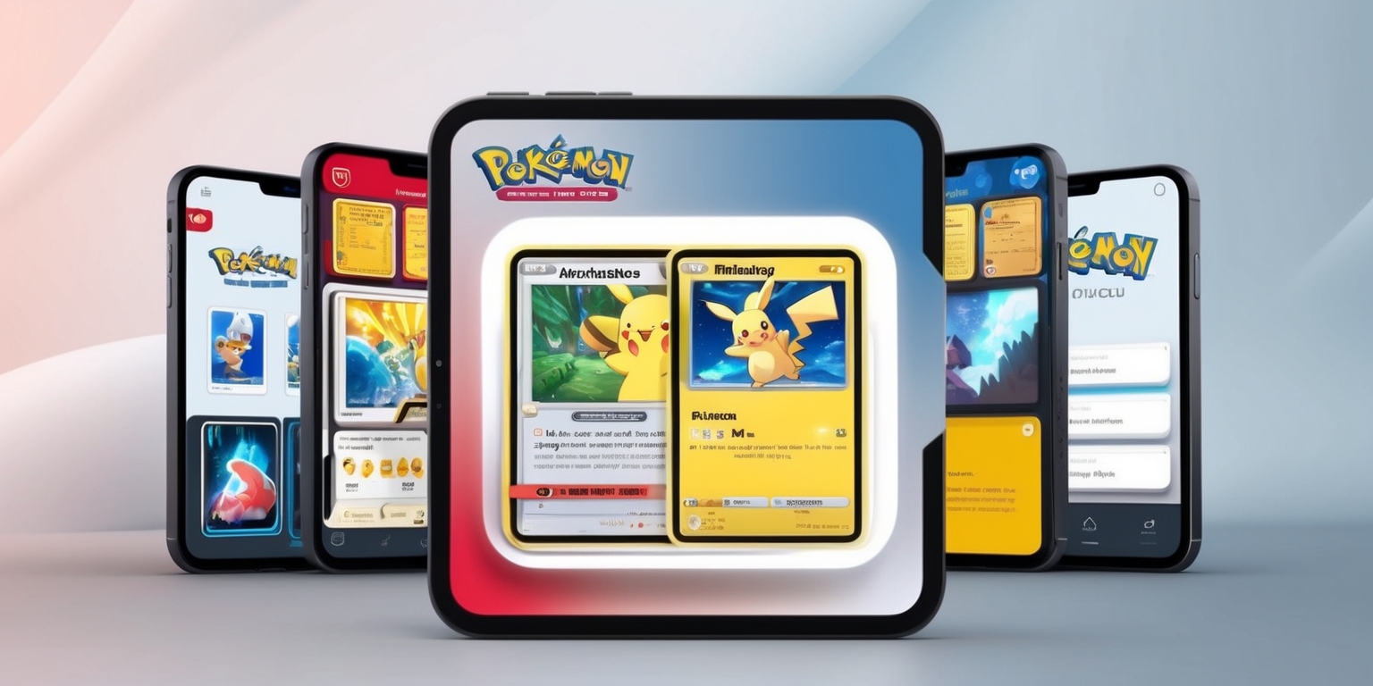 A sleek, modern smartphone screen displaying the Pokémon Trading Card Game Pocket app, with a clean and intuitive interface featuring a soft, Pokémon-inspired color scheme, including shades of red, blue, and yellow, alongside neutral tones of white and gray, showcasing a digital trading card deck with high-quality illustrations of Pokémon characters, such as Pikachu or Charizard, in vibrant, detailed artwork, with bold, easy-to-read font and neatly organized menu options, possibly including a search bar, deck builder, and online multiplayer modes, set against a subtle, gradient background that evokes a sense of adventure and excitement, with the Pokémon Trading Card Game Pocket logo prominently displayed at the top of the screen in a stylized, bold font with a Poké Ball-inspired design element.