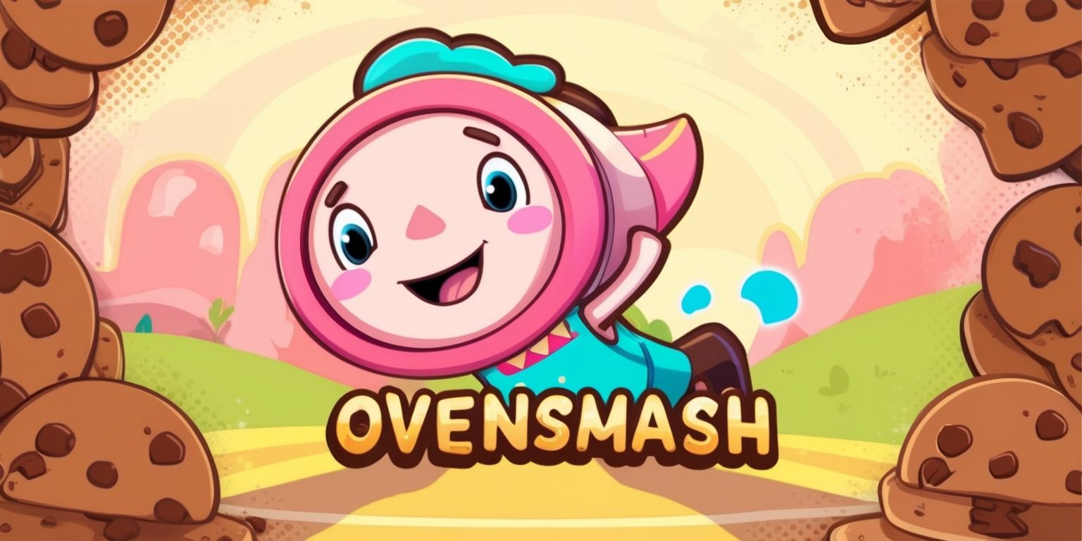 Cookie Run game character OvenSmash, a vibrant and colorful illustration of the character in a dynamic pose, with a mix of soft and bold lines, and a pastel color palette, featuring a cheerful OvenSmash with a rounded face, bright eyes, and a sweet expression, set against a warm and inviting background that resembles a cookie-themed landscape, with subtle texture and patterns, and a clear sense of depth and dimension, capturing the whimsical and fantastical essence of the Cookie Run universe, with OvenSmash as the central focus, showcasing their unique personality and charm.